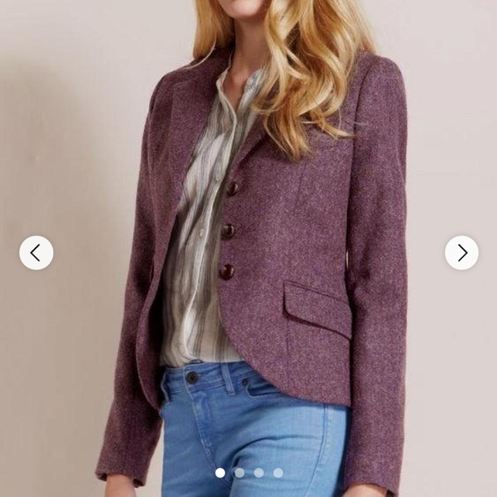 Jack Willis Women's Tweed Blazer Jacket US 6 UK 10 Wool Linen Academia Moon